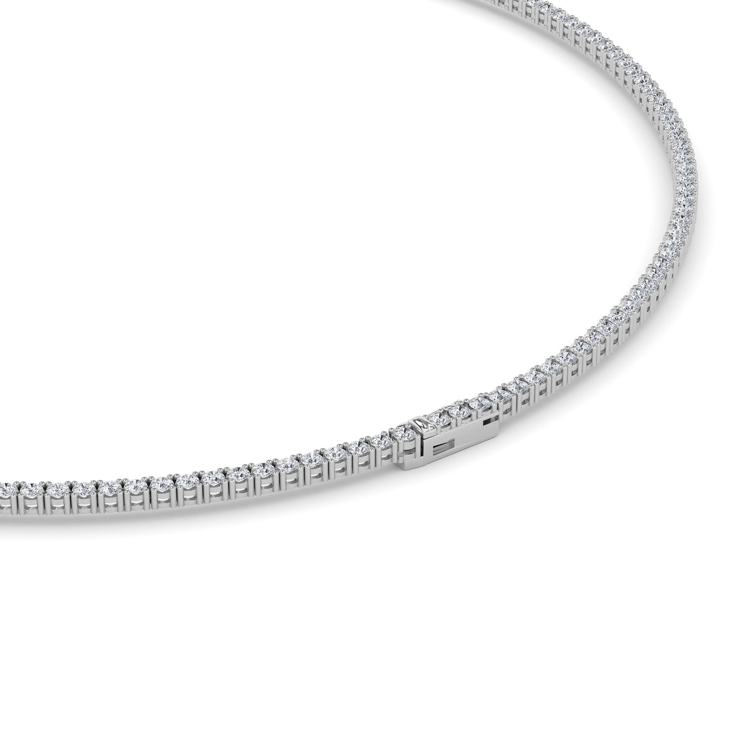 9.5Cttw Round Shaped Lab Grown Diamond (F/VS) Petite Line Necklace in 14K Gold