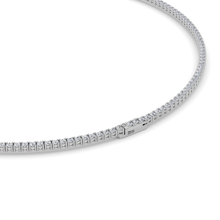 9.5Cttw Round Shaped Lab Grown Diamond (F/VS) Petite Line Necklace in 14K Gold