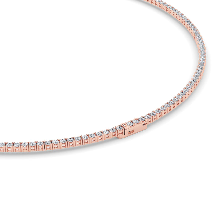 9.5Cttw Round Shaped Lab Grown Diamond (F/VS) Petite Line Necklace in 14K Gold
