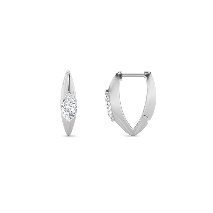 1Cttw Marquise Shaped Lab Grown Diamond (F/VS) Solitaire Huggie  Earrings in 14K Gold