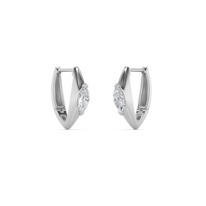 1Cttw Marquise Shaped Lab Grown Diamond (F/VS) Solitaire Huggie  Earrings in 14K Gold