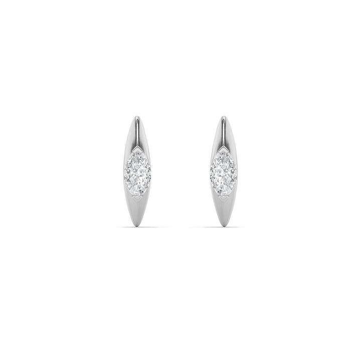 1Cttw Marquise Shaped Lab Grown Diamond (F/VS) Solitaire Huggie  Earrings in 14K Gold