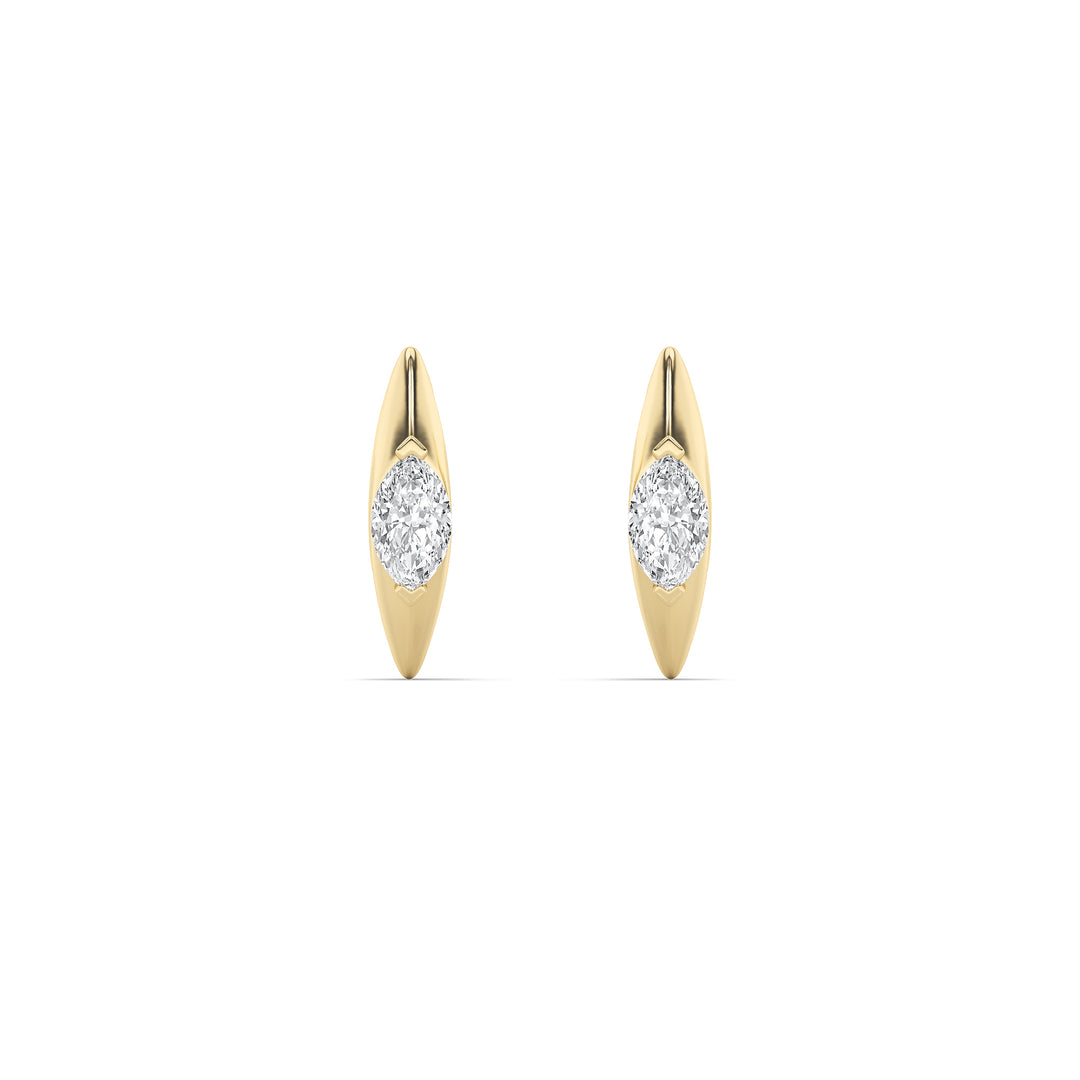 1Cttw Marquise Shaped Lab Grown Diamond (F/VS) Solitaire Huggie  Earrings in 14K Gold