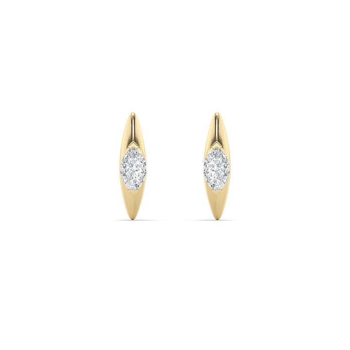 1Cttw Marquise Shaped Lab Grown Diamond (F/VS) Solitaire Huggie  Earrings in 14K Gold
