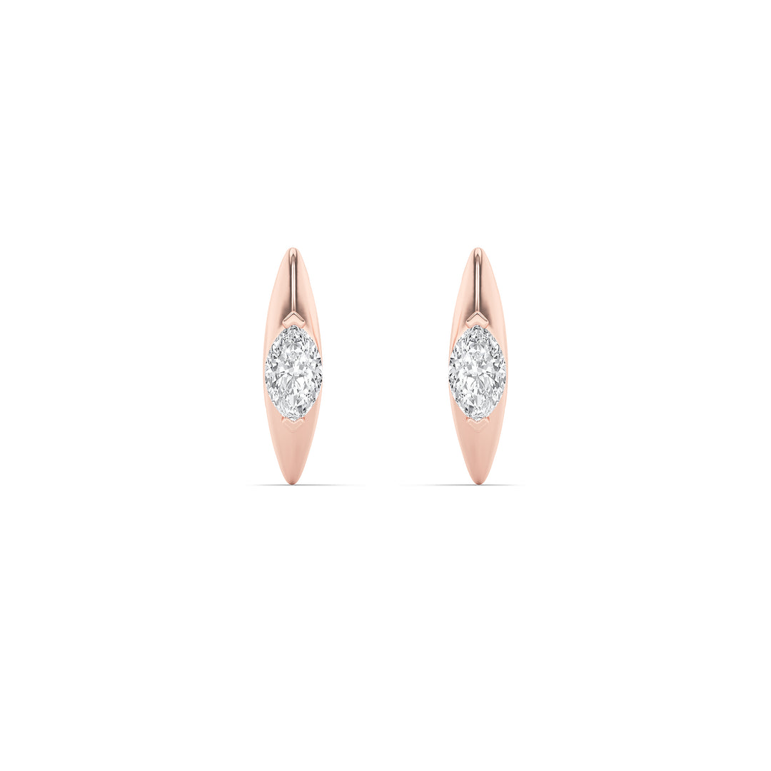 1Cttw Marquise Shaped Lab Grown Diamond (F/VS) Solitaire Huggie  Earrings in 14K Gold