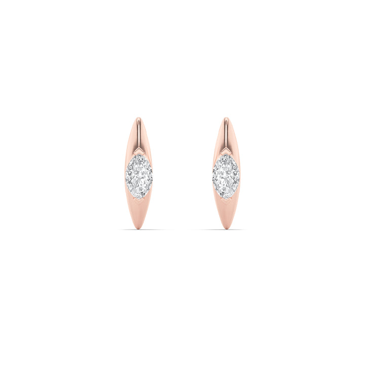 1Cttw Marquise Shaped Lab Grown Diamond (F/VS) Solitaire Huggie  Earrings in 14K Gold
