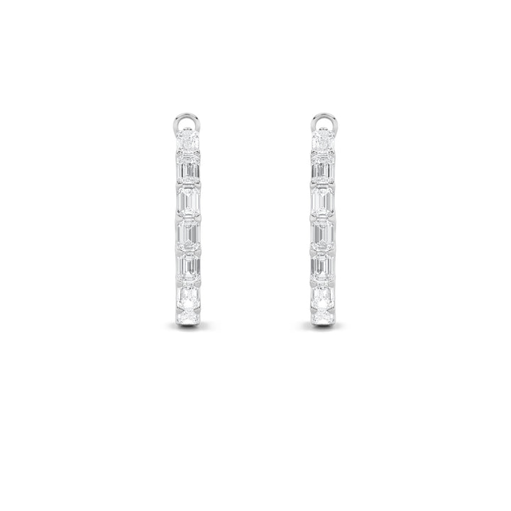 4Cttw Emerald Shaped Lab Grown Diamond (G/VS) Inside Out Hoop Earrings in 14K Gold