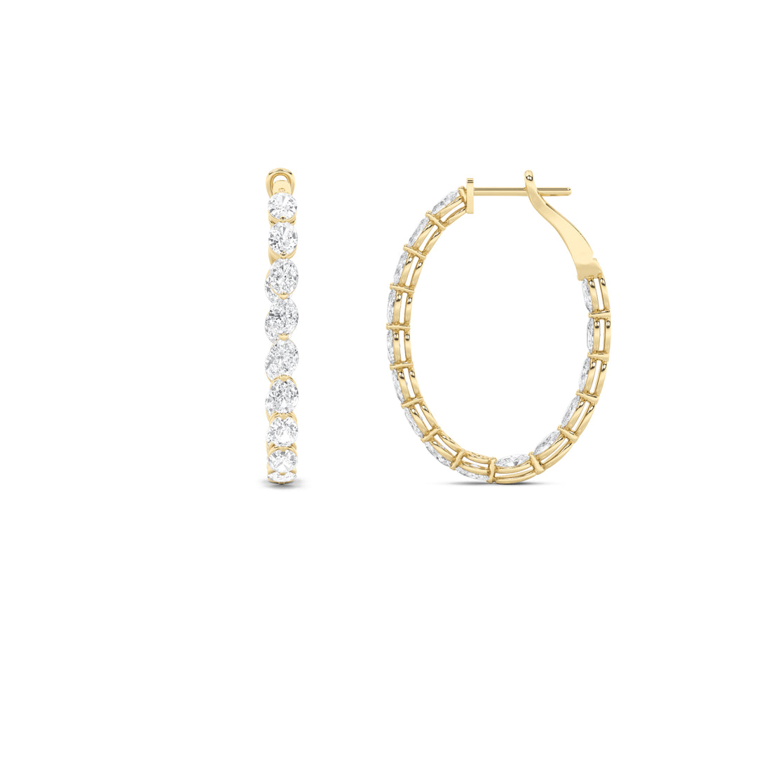 6Cttw Oval Shaped Lab Grown Diamond (F/VS) InsideOut Hoop Earrings in 14K Gold