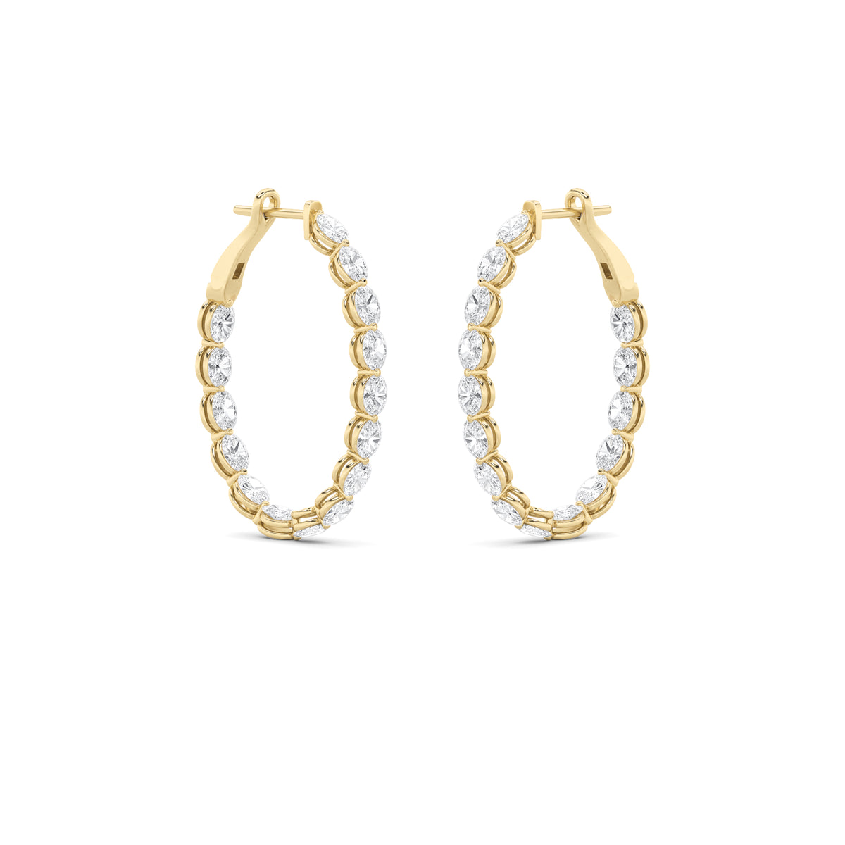 6Cttw Oval Shaped Lab Grown Diamond (F/VS) InsideOut Hoop Earrings in 14K Gold