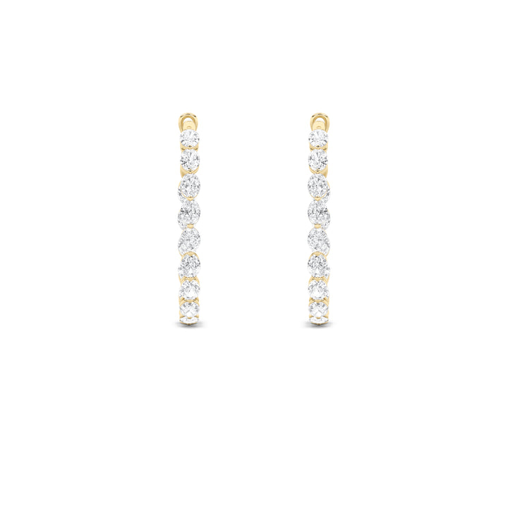 6Cttw Oval Shaped Lab Grown Diamond (F/VS) InsideOut Hoop Earrings in 14K Gold