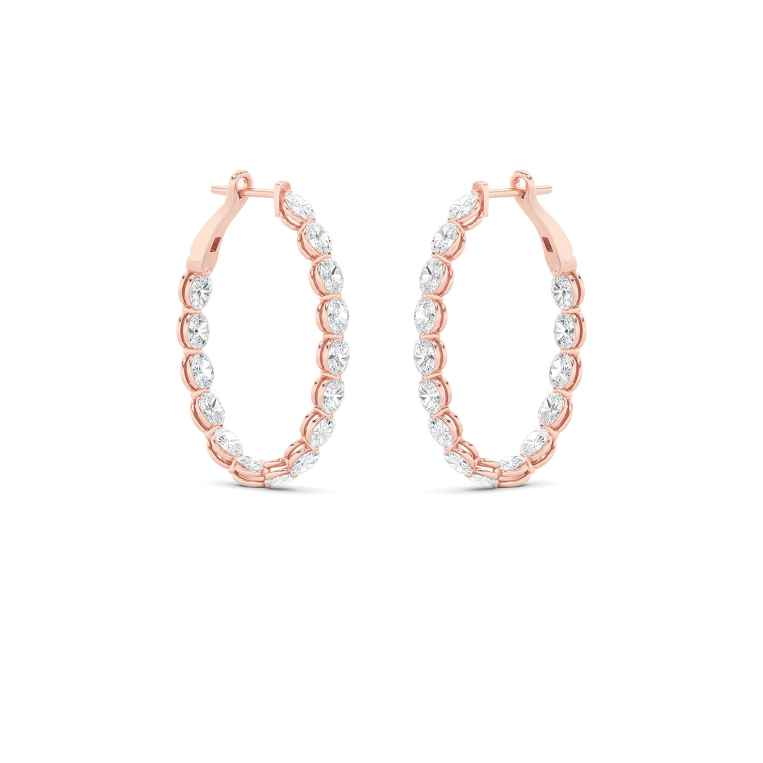 6Cttw Oval Shaped Lab Grown Diamond (F/VS) InsideOut Hoop Earrings in 14K Gold