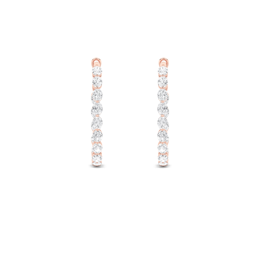 6Cttw Oval Shaped Lab Grown Diamond (F/VS) InsideOut Hoop Earrings in 14K Gold