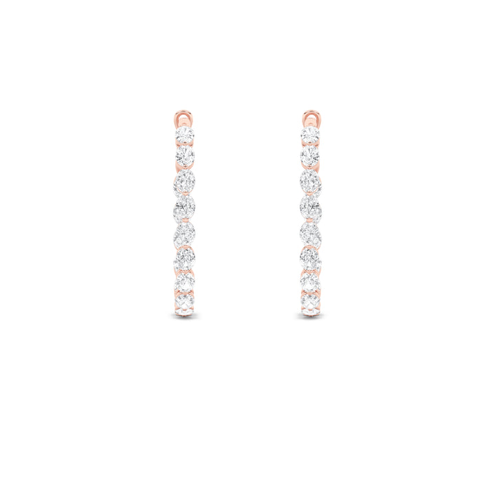 6Cttw Oval Shaped Lab Grown Diamond (F/VS) InsideOut Hoop Earrings in 14K Gold