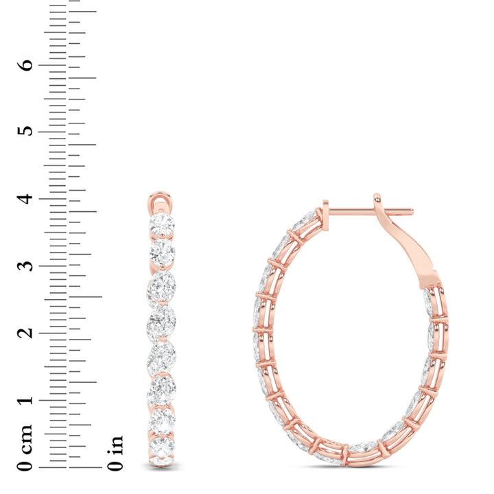 6Cttw Oval Shaped Lab Grown Diamond (F/VS) InsideOut Hoop Earrings in 14K Gold