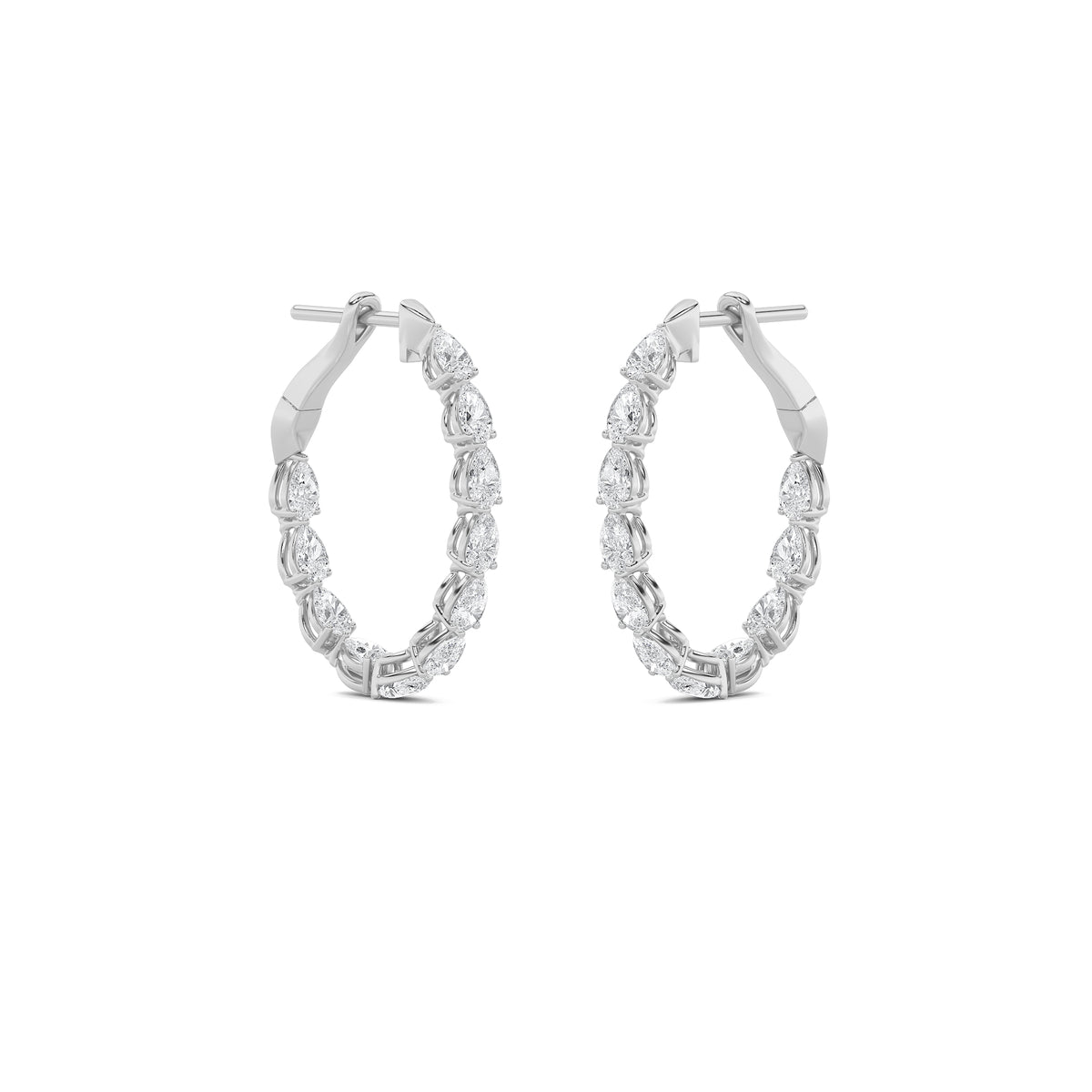 4.25Cttw Pear Shaped Lab Grown Diamond (F/VS) Inside Out Hoop Earrings in 14K Gold