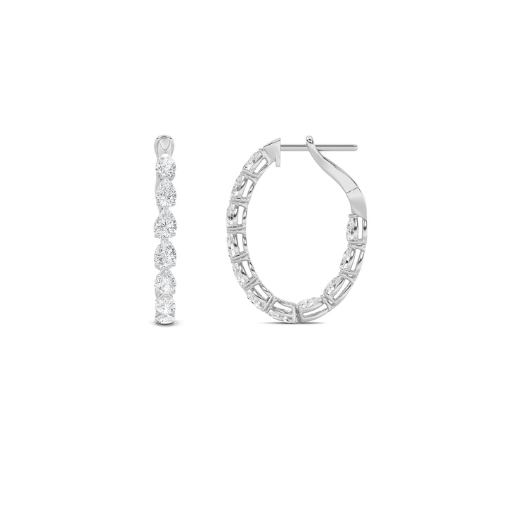 4.25Cttw Pear Shaped Lab Grown Diamond (G/VS) Inside Out Hoop Earrings in 14K Gold