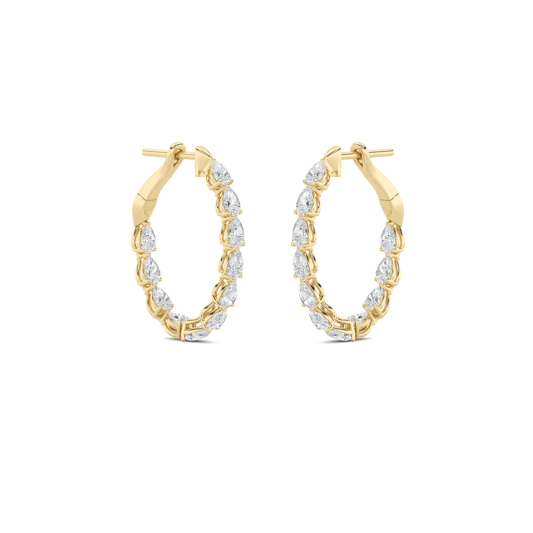4.25Cttw Pear Shaped Lab Grown Diamond (G/VS) Inside Out Hoop Earrings in 14K Gold