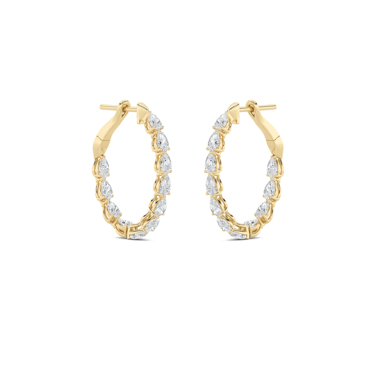 4.25Cttw Pear Shaped Lab Grown Diamond (G/VS) Inside Out Hoop Earrings in 14K Gold