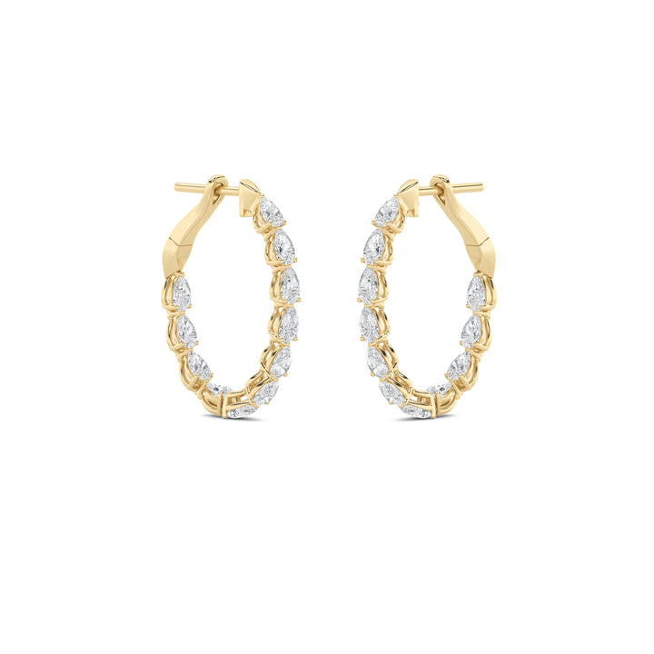 4.25Cttw Pear Shaped Lab Grown Diamond (G/VS) Inside Out Hoop Earrings in 14K Gold