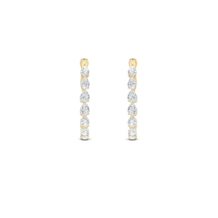 4.25Cttw Pear Shaped Lab Grown Diamond (G/VS) Inside Out Hoop Earrings in 14K Gold