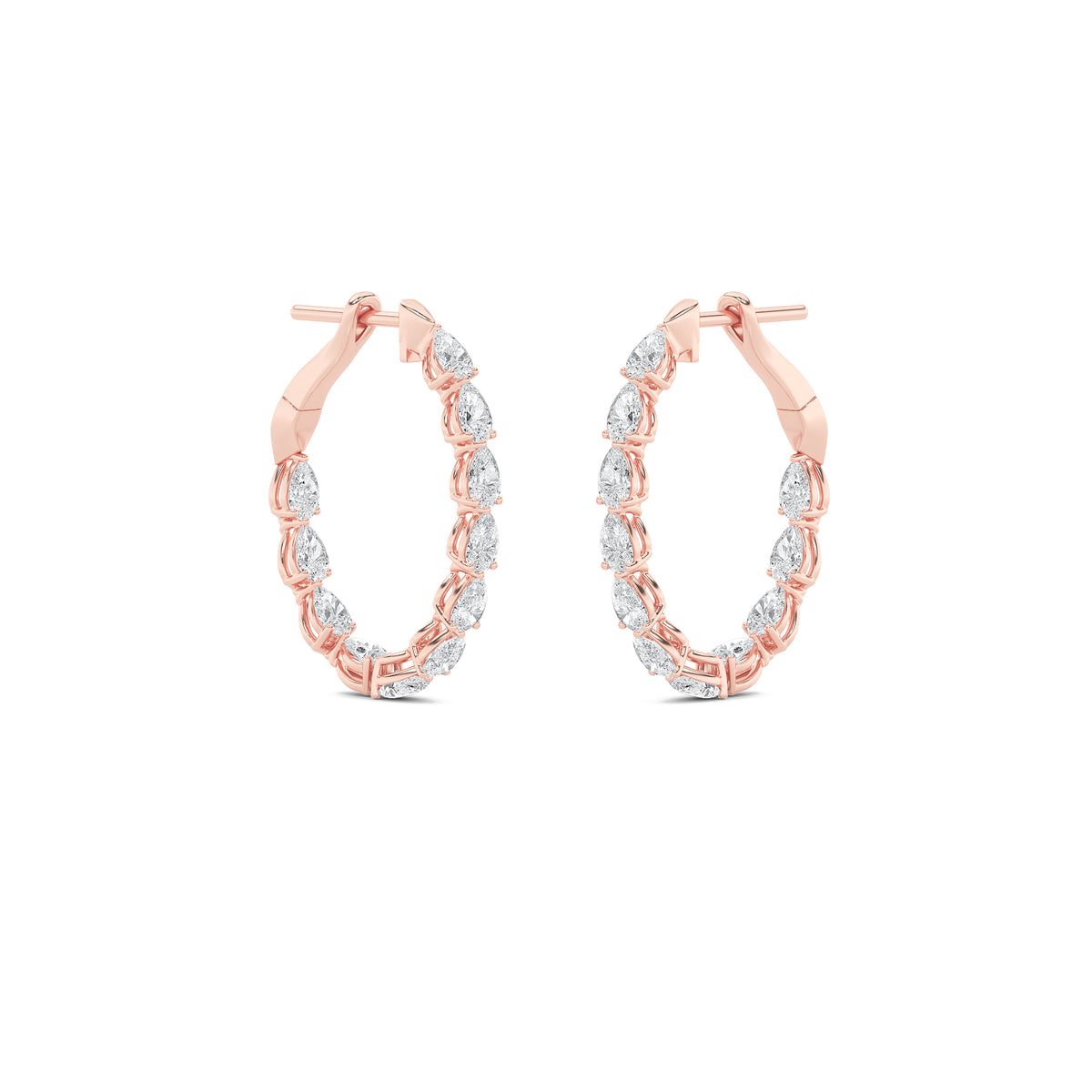 4.25Cttw Pear Shaped Lab Grown Diamond (G/VS) Inside Out Hoop Earrings in 14K Gold