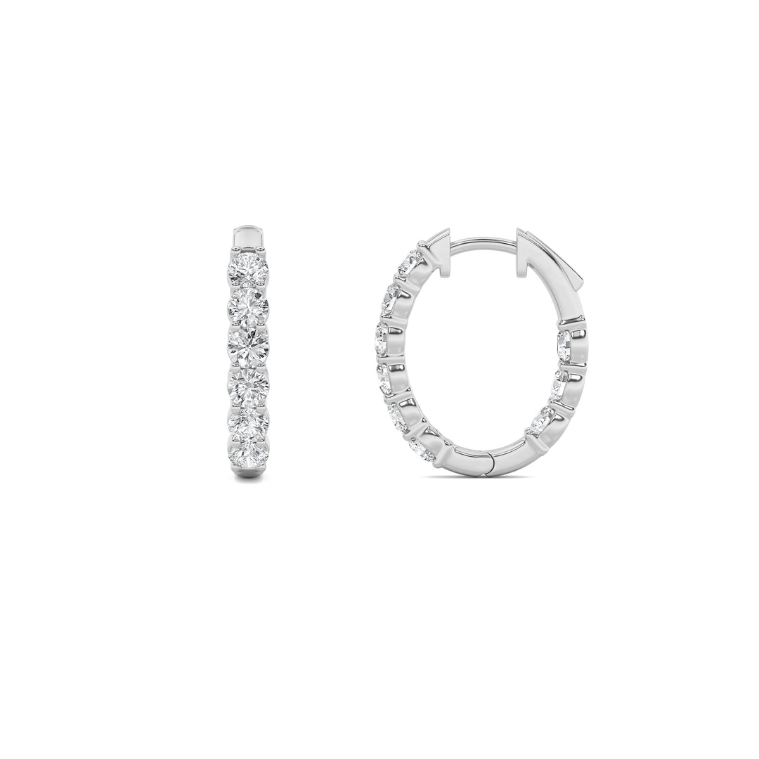 1Cttw Round Shaped Lab Grown Diamond (F/VS) Inside Out Hoop Earring in 14K Gold