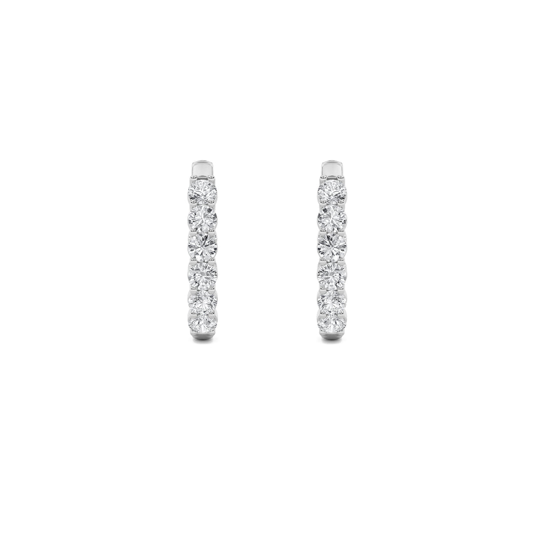 1Cttw Round Shaped Lab Grown Diamond (F/VS) Inside Out Hoop Earring in 14K Gold