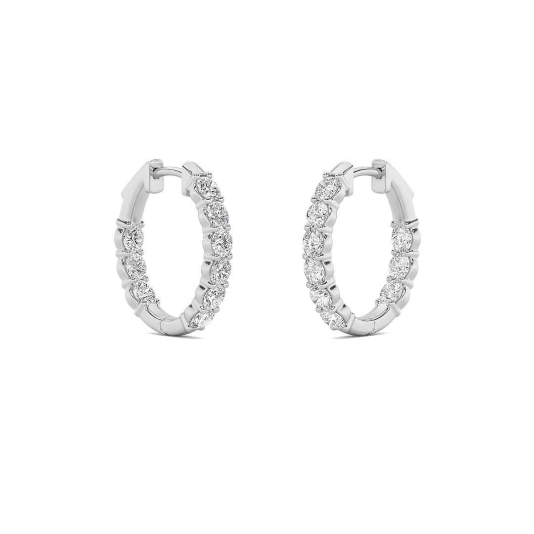 1Cttw Round Shaped Lab Grown Diamond (F/VS) Inside Out Hoop Earring in 14K Gold