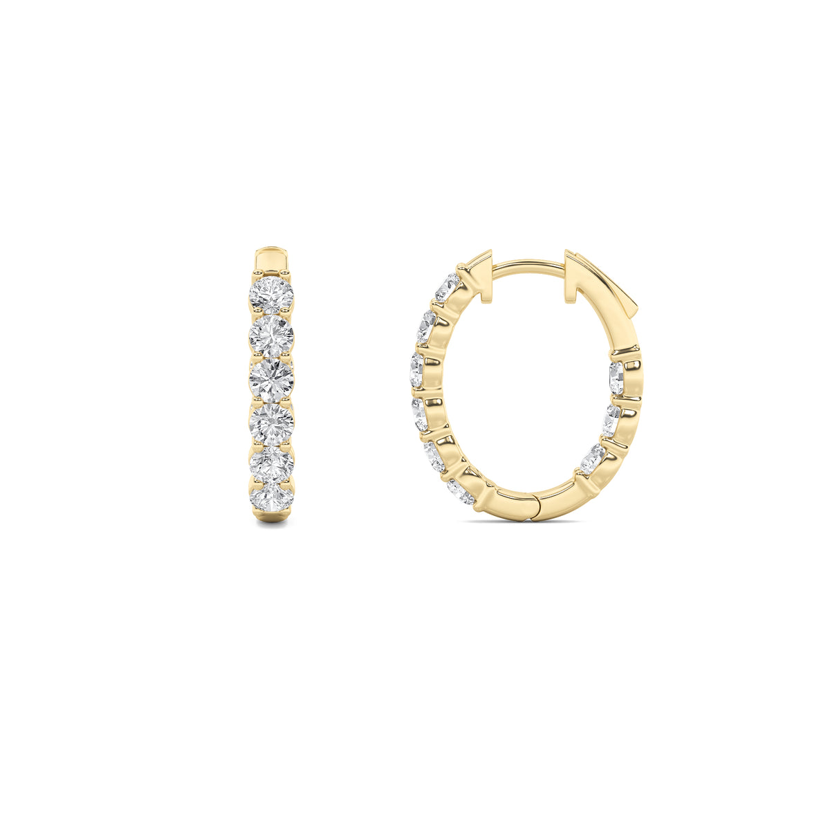 1Cttw Round Shaped Lab Grown Diamond (F/VS) Inside Out Hoop Earring in 14K Gold