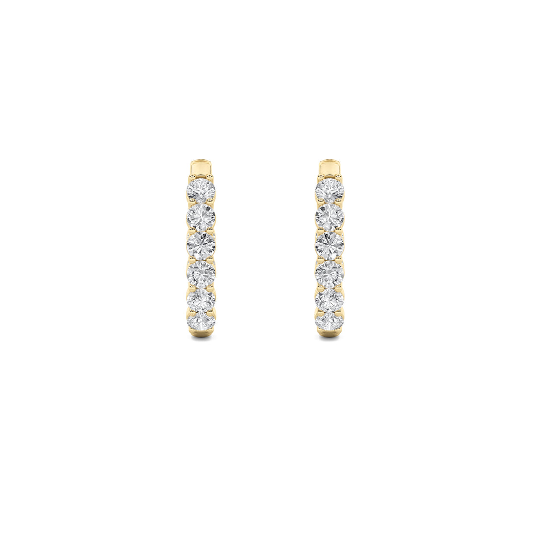 1Cttw Round Shaped Lab Grown Diamond (F/VS) Inside Out Hoop Earring in 14K Gold