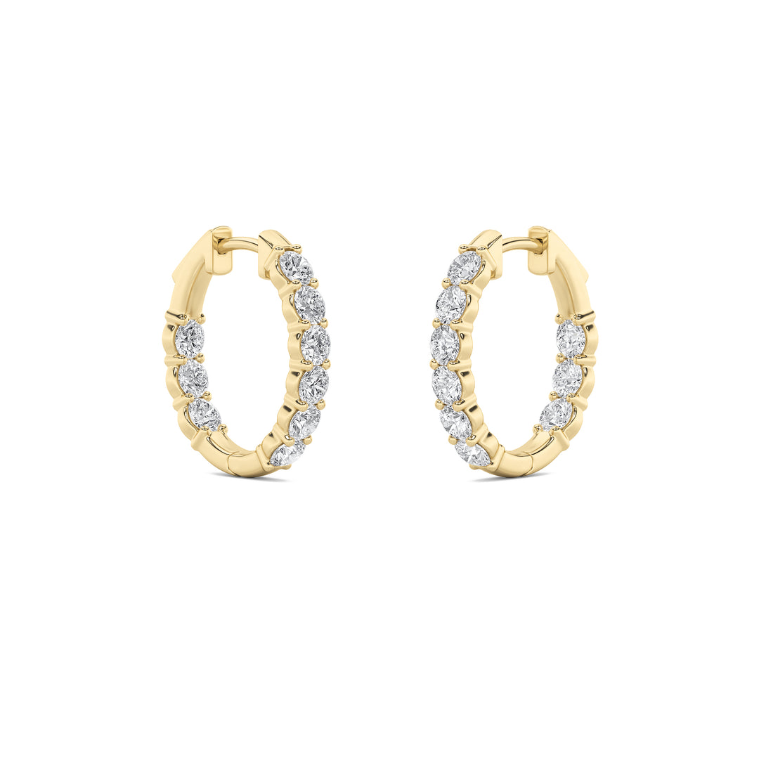 1.5Cttw Round Shaped Lab Grown Diamond (F/VS) Inside Out Hoop Earrings in 14K Gold