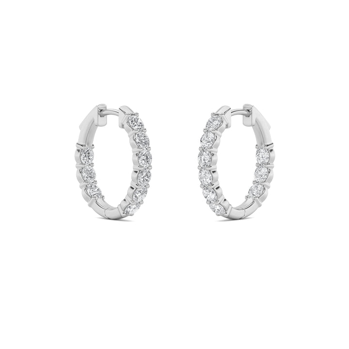 2Cttw Round Shaped Lab Grown Diamond (F/VS) Inside Out Hoop Earrings in 14K Gold