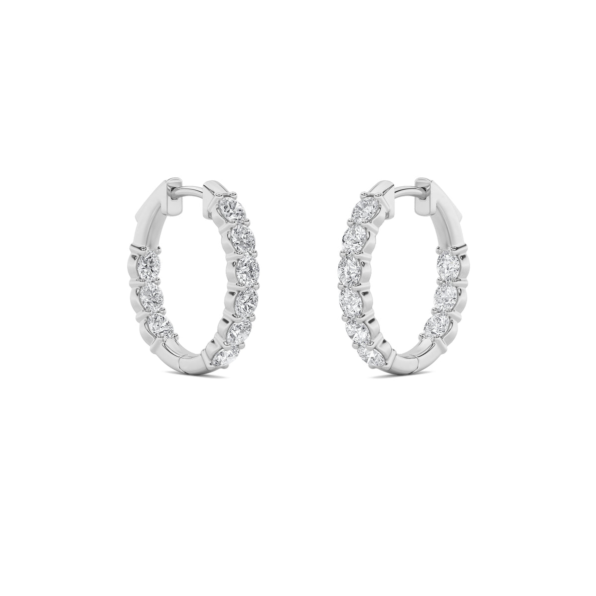 3Cttw Round Shaped Lab Grown Diamond (F/VS) Inside Out Hoop Earrings in 14K Gold