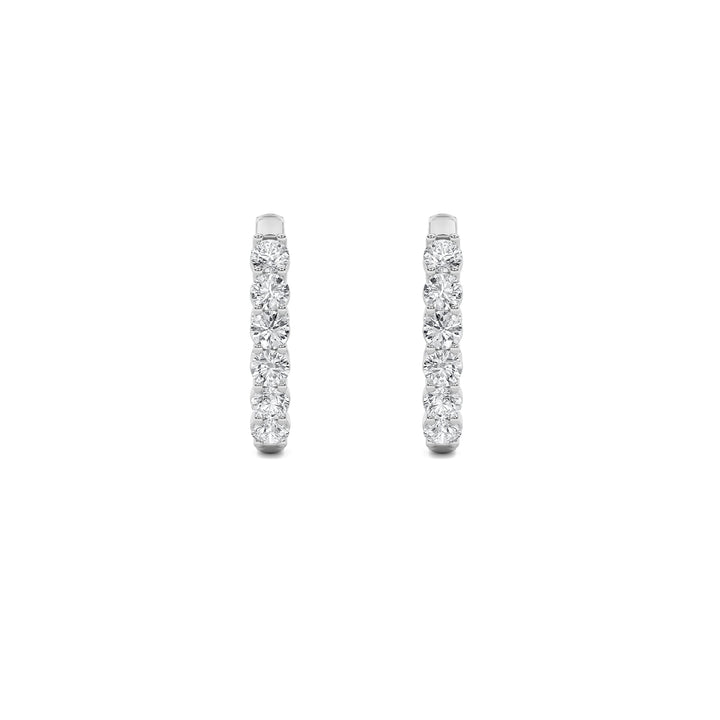 3Cttw Round Shaped Lab Grown Diamond (F/VS) Inside Out Hoop Earrings in 14K Gold