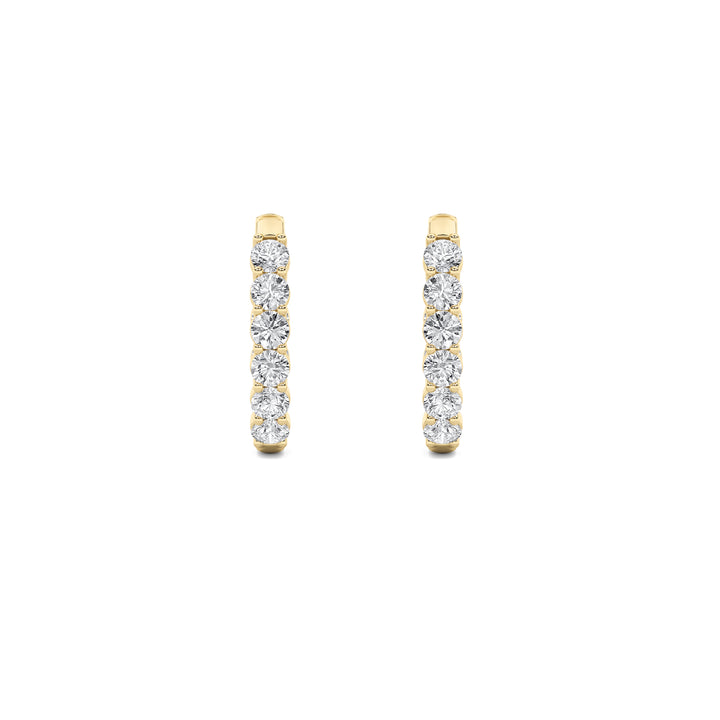 3Cttw Round Shaped Lab Grown Diamond (G/VS) Inside Out Hoop Earrings in 14K Gold