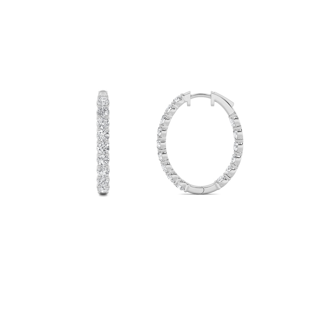 5Cttw Round Shaped Lab Grown Diamond (F/VS) Inside Out Hoop Earrings in 14K Gold