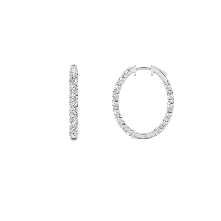 5Cttw Round Shaped Lab Grown Diamond (F/VS) Inside Out Hoop Earrings in 14K Gold