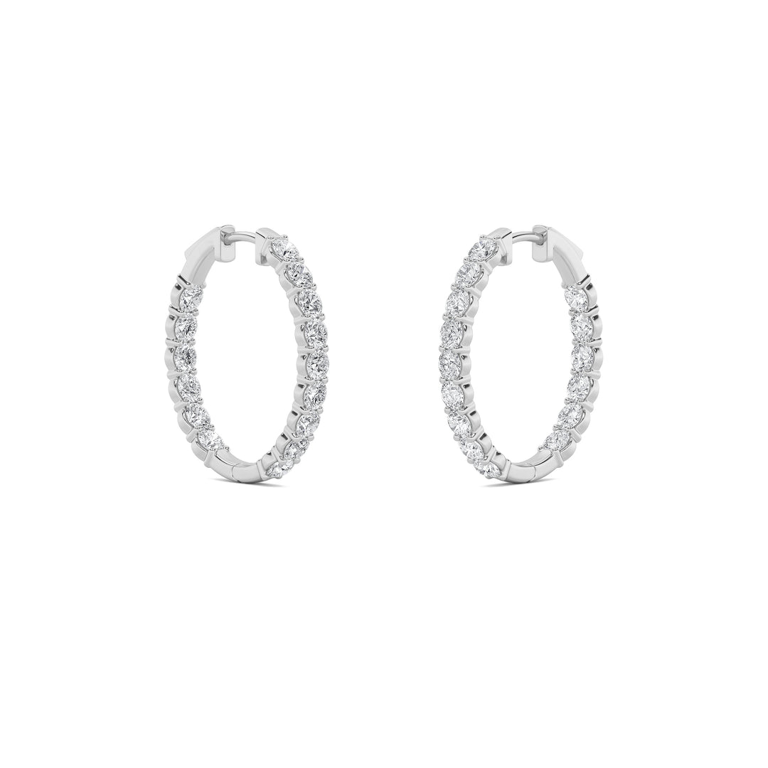 5Cttw Round Shaped Lab Grown Diamond (F/VS) Inside Out Hoop Earrings in 14K Gold