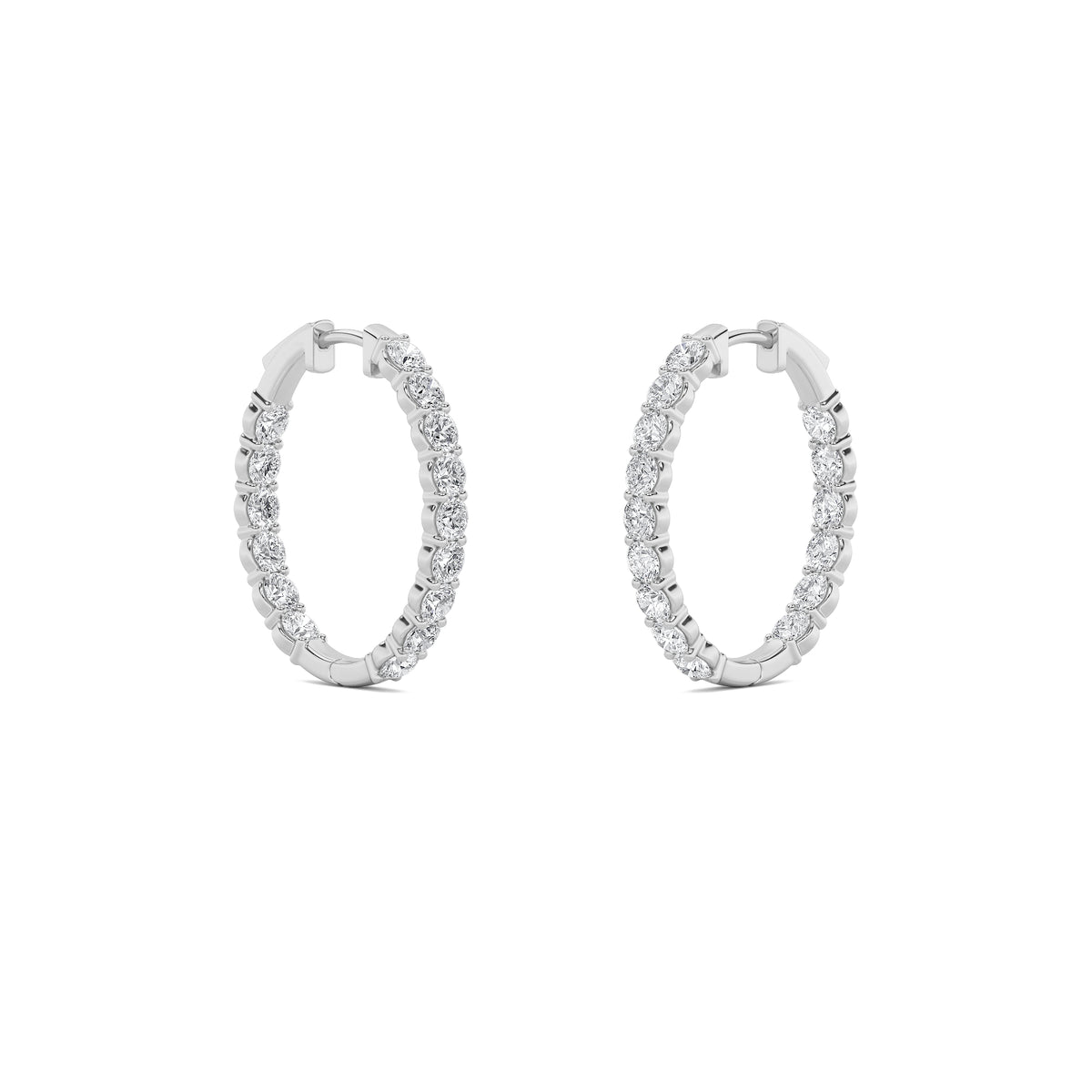 5Cttw Round Shaped Lab Grown Diamond (F/VS) Inside Out Hoop Earrings in 14K Gold