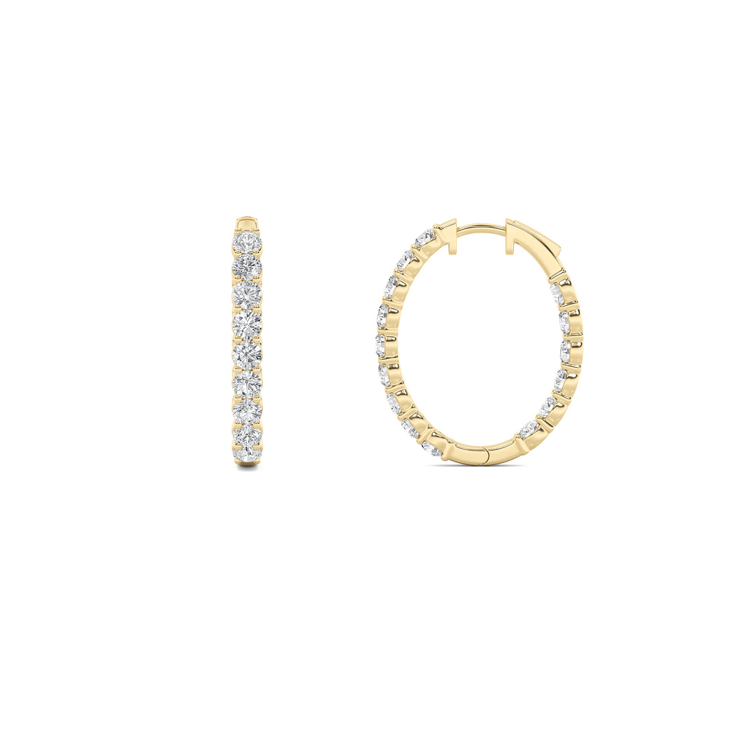 5Cttw Round Shaped Lab Grown Diamond (F/VS) Inside Out Hoop Earrings in 14K Gold