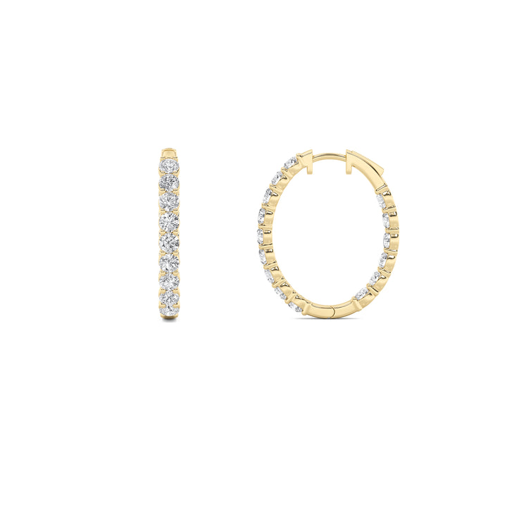 5Cttw Round Shaped Lab Grown Diamond (F/VS) Inside Out Hoop Earrings in 14K Gold