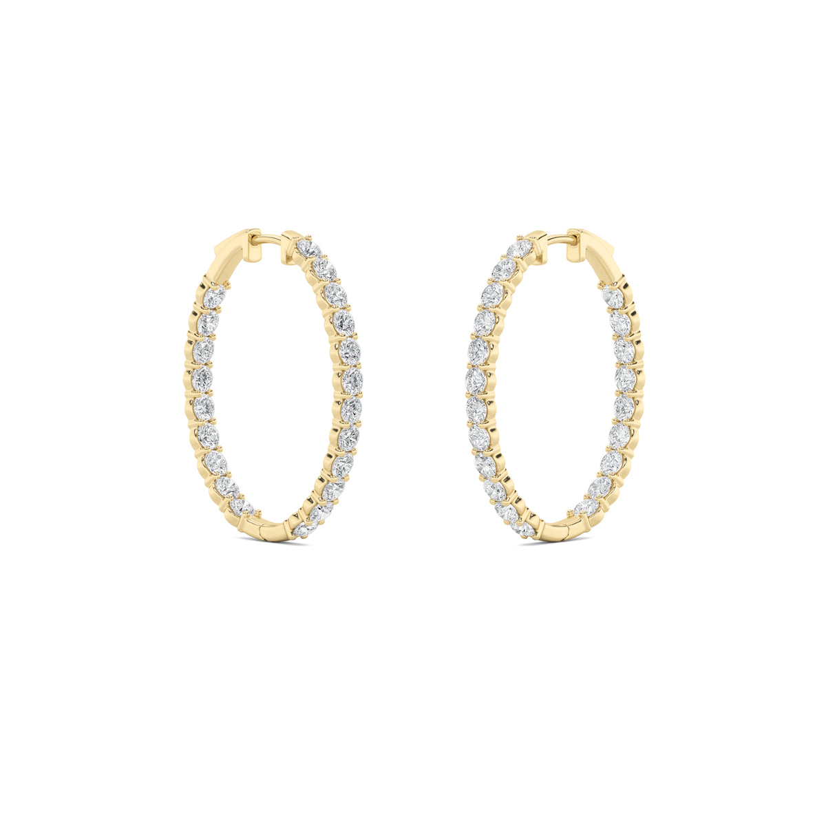 5Cttw Round Shaped Lab Grown Diamond (F/VS) Inside Out Hoop Earrings in 14K Gold
