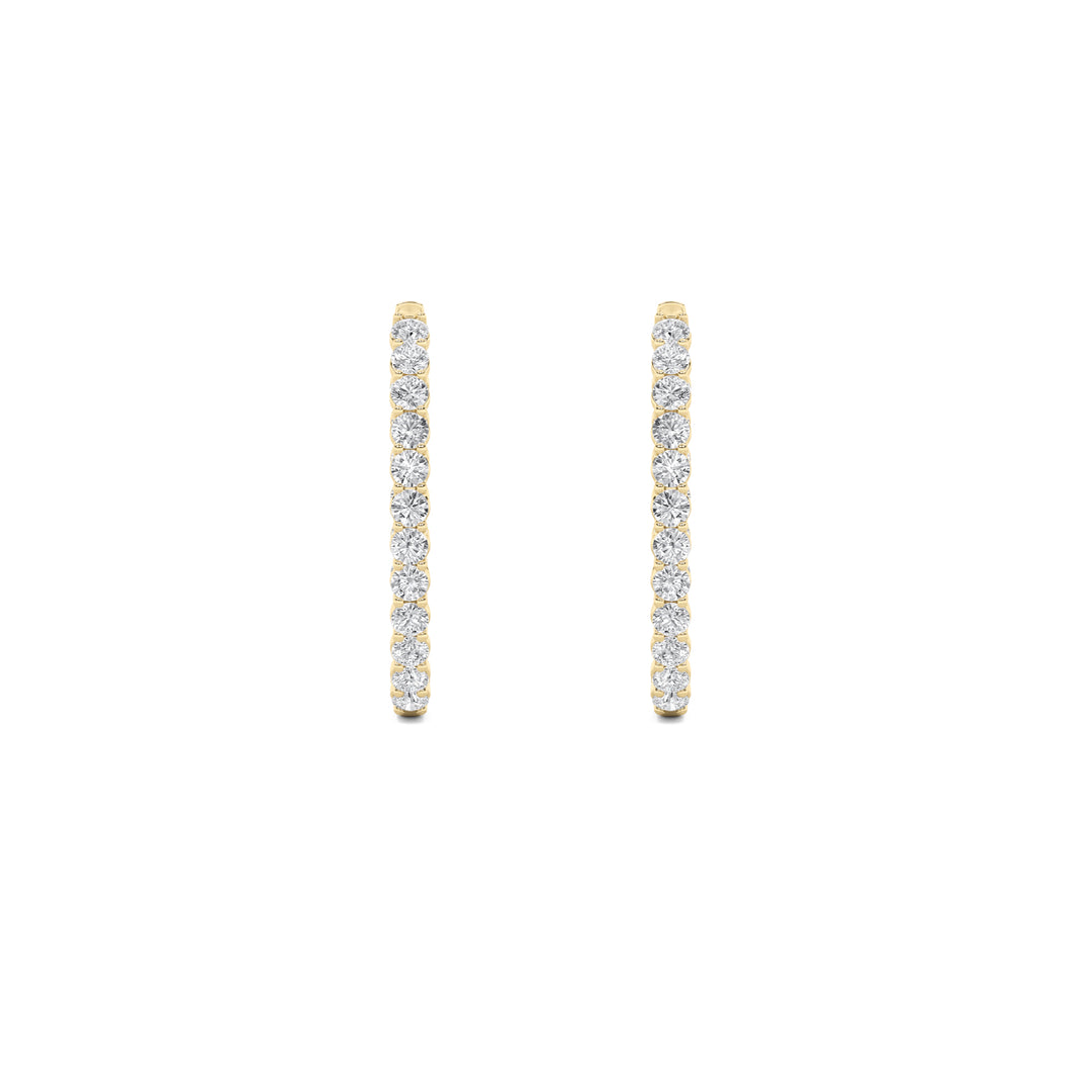 5Cttw Round Shaped Lab Grown Diamond (F/VS) Inside Out Hoop Earrings in 14K Gold
