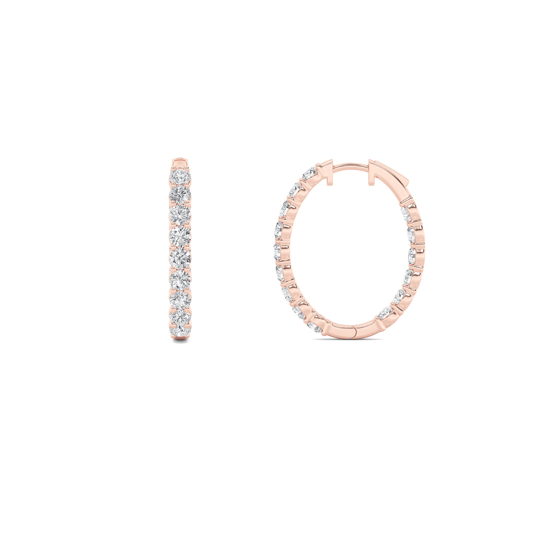 5Cttw Round Shaped Lab Grown Diamond (F/VS) Inside Out Hoop Earrings in 14K Gold