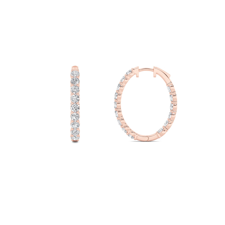 5Cttw Round Shaped Lab Grown Diamond (F/VS) Inside Out Hoop Earrings in 14K Gold