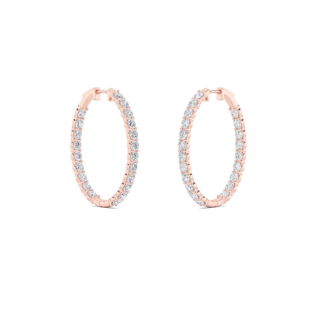 5Cttw Round Shaped Lab Grown Diamond (F/VS) Inside Out Hoop Earrings in 14K Gold