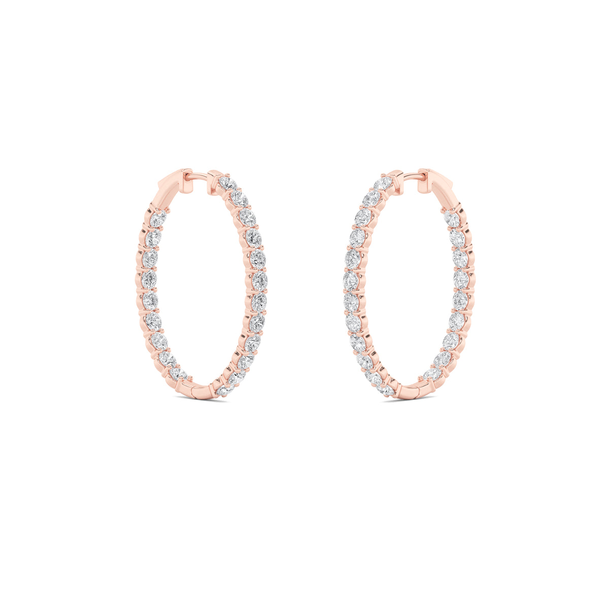 5Cttw Round Shaped Lab Grown Diamond (F/VS) Inside Out Hoop Earrings in 14K Gold