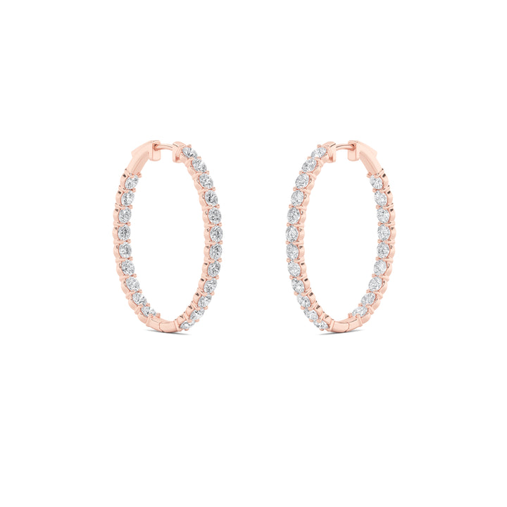 5Cttw Round Shaped Lab Grown Diamond (F/VS) Inside Out Hoop Earrings in 14K Gold