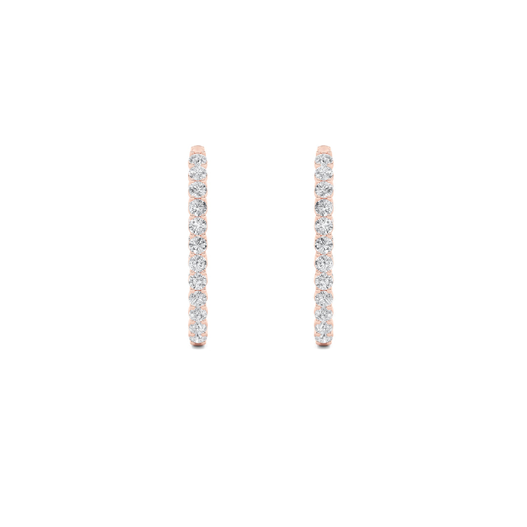 5Cttw Round Shaped Lab Grown Diamond (F/VS) Inside Out Hoop Earrings in 14K Gold