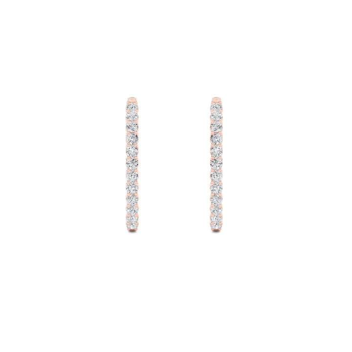 5Cttw Round Shaped Lab Grown Diamond (F/VS) Inside Out Hoop Earrings in 14K Gold